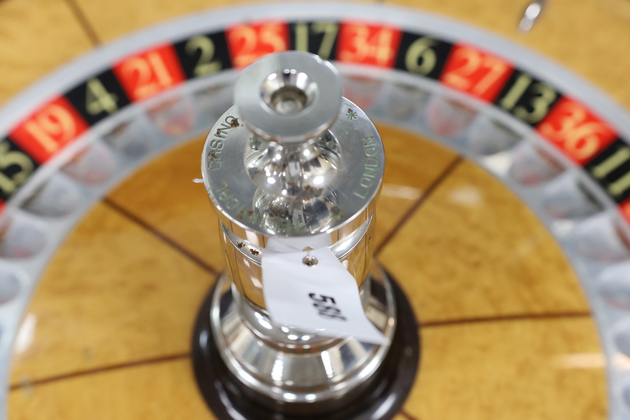 A wood and chrome Technical Casino Supplies roulette wheel, 80 cm diameter, please note this is exceedingly heavy for shipping